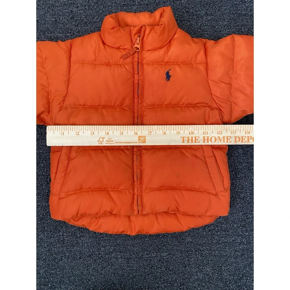 Vintage Polo Ralph Lauren Down Puffer Jacket Orange Kids 12M‎ Full Zip
